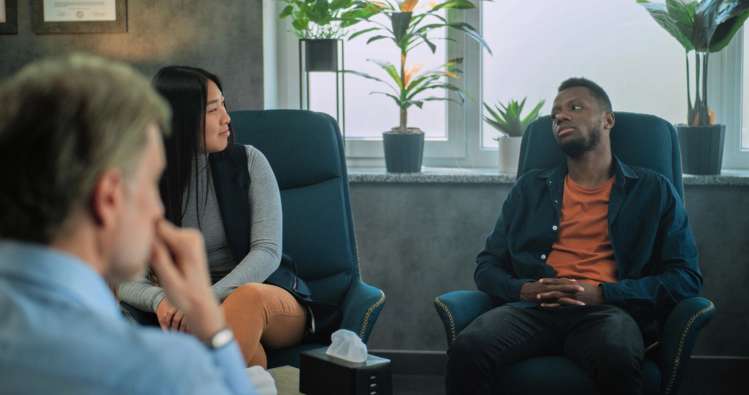 Mental health professional during a therapy consultation setting