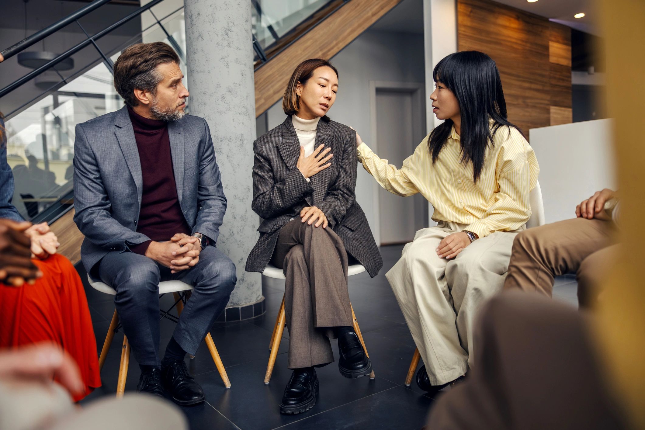 Participant in a supportive group session